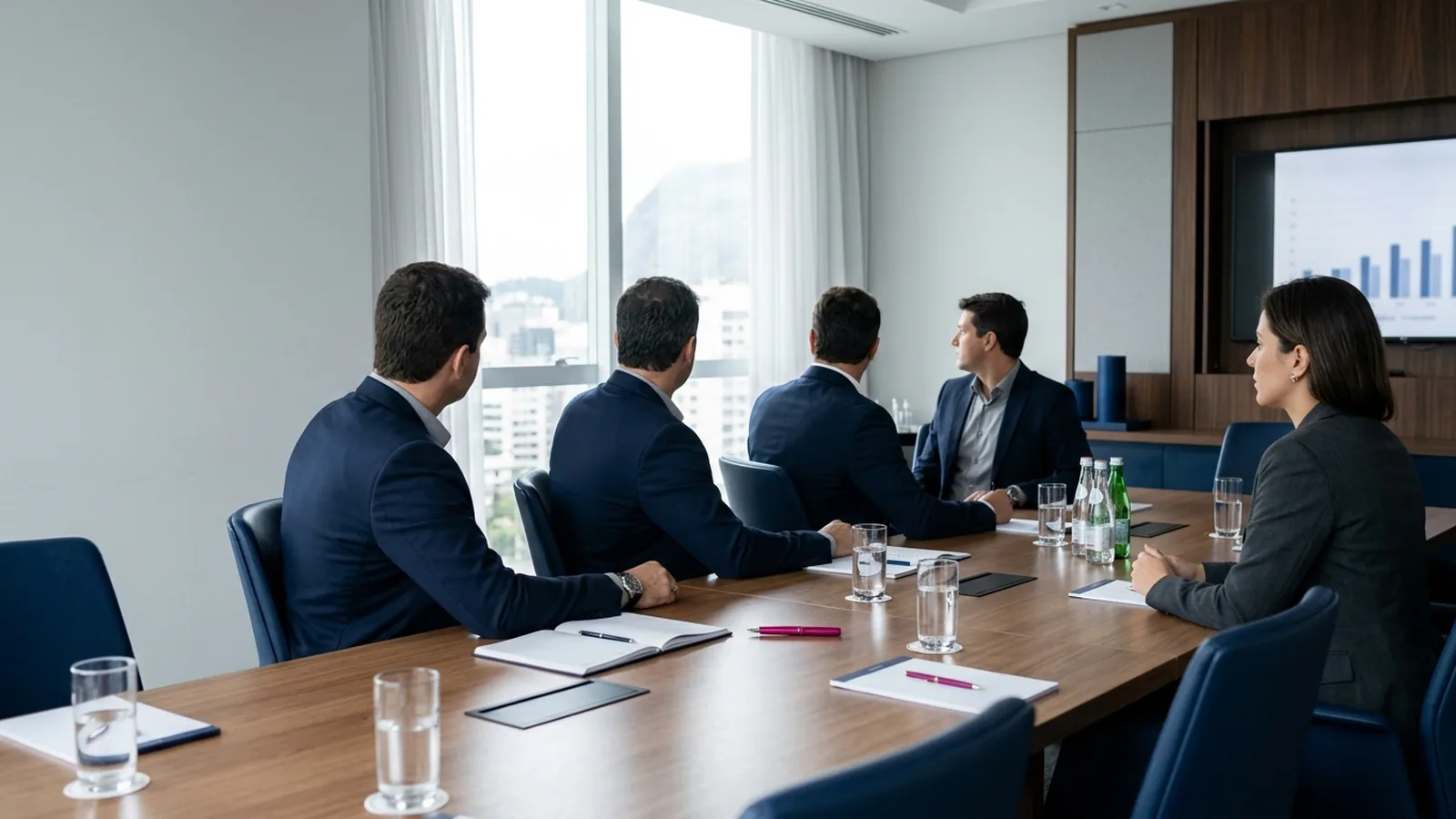 Reunião de negócios com apoio de intérprete consecutivo