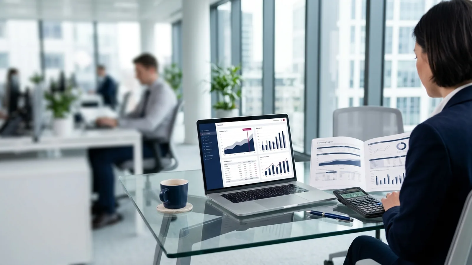 Relatórios financeiros e planilhas sobre a mesa